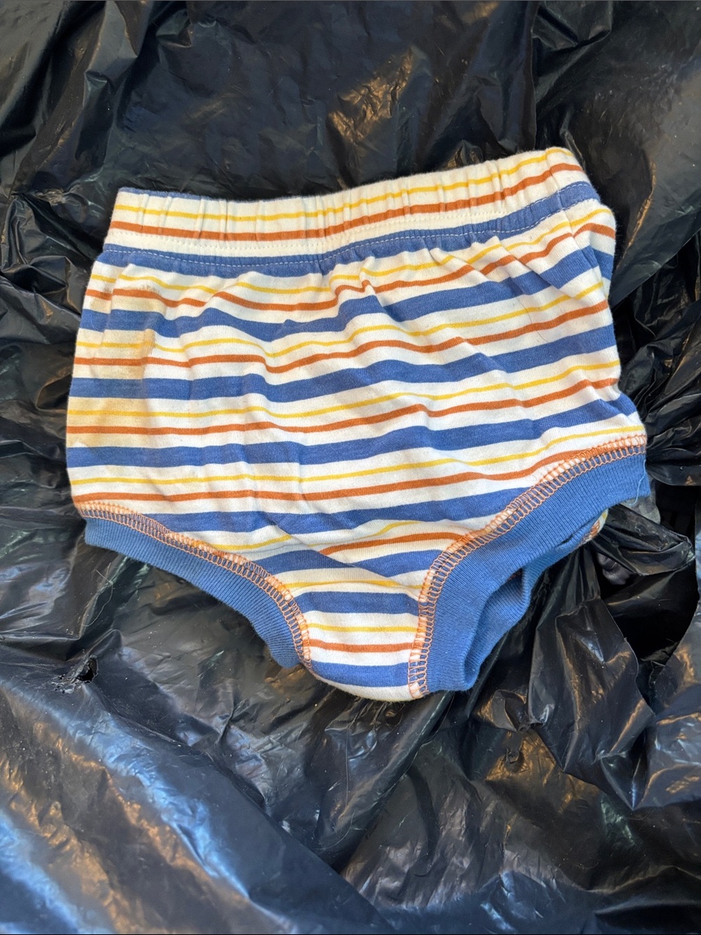 Striped Kids Fisher Price Diaper Cover - Blue, White & Orange 3-6 Months